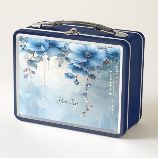 Blue Flowers and Pearls Lunch box (Voorkant)