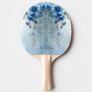 Blue Flowers and Pearls Ping Pong Paddle Tafeltennisbatje
