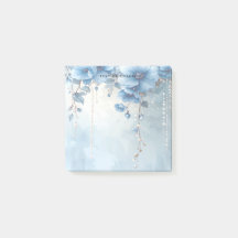 Blue Flowers and Pearls Post it Notes