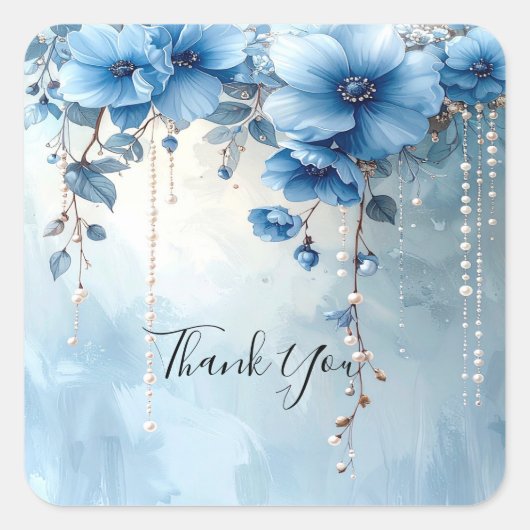 Blue Flowers and Pearls Sticker (Devant)