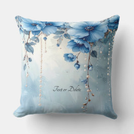 Blue Flowers and Pearls Throw Pillow Kussen