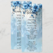 Blue Flowers and Pearls Wedding Program Programma (Voorkant / Achterkant)