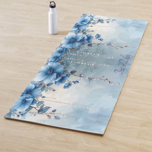 Blue Flowers and Pearls Yoga Mat (In situ)