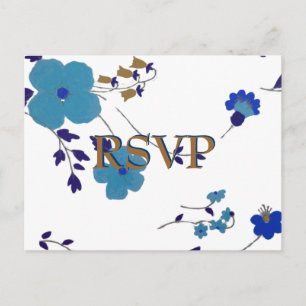 Blue Flowers Art Uitnodiging Briefkaart