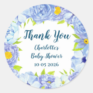 Blue Flowers Bedankt Baby shower Favoriet Tag