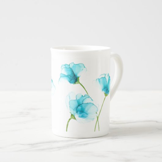 Blue Flowers Bone China Mok (Voorkant rechts)