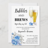Blue Flowers Bubble & Brews Couples Shower Kaart (Voorkant)
