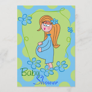 Blue Flowers Cute Baby Shower-uitnodigingen Kaart