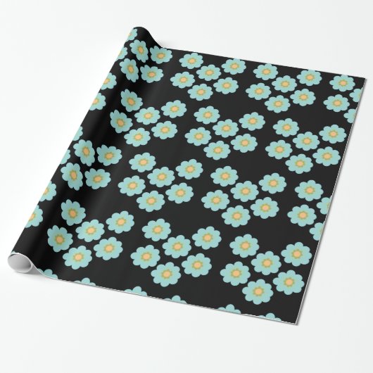 Blue Flowers Daisy Blossom  Cadeaupapier (Uitgerold)
