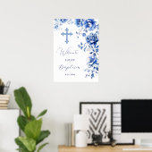 Blue Flowers Doop Welkom Poster (Thuiskantoor)