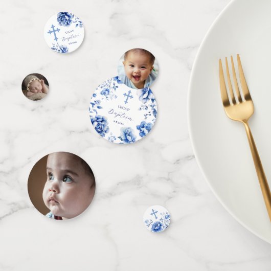 Blue Flowers Dooptafel Confetti (Groep)