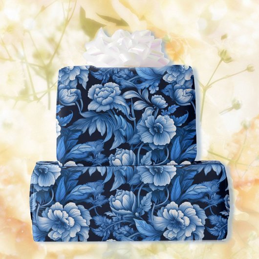 Blue Flowers dramatisch  Giftwrap Cadeaupapier