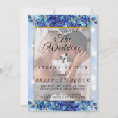 Blue Flowers Elegant Vellum Wedding Invitation Kaart (Voorkant)