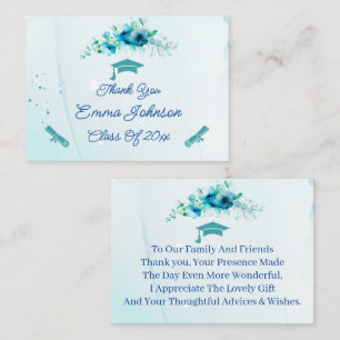 Blue Flowers Gepersonaliseerd Afstuderen Bedankt Notitiekaartje