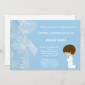 Blue Flowers Heilige Communie Kaart (Voorkant / Achterkant)