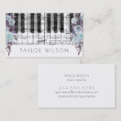 Blue Flowers keyboard muziekleraar Visitekaartje (Voorkant / Achterkant)