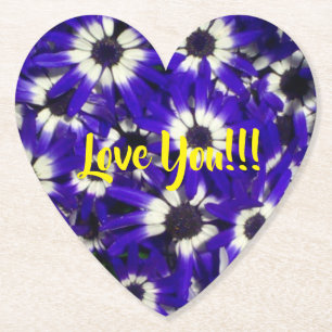 Blue Flowers Love Ya Paper Onderzetter