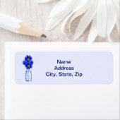 Blue Flowers Mason Jar Adresetiketten Etiket (Insitu)