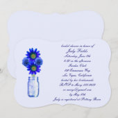 Blue Flowers Mason Jar Bridal Shower Uitnodiging (Voorkant / Achterkant)