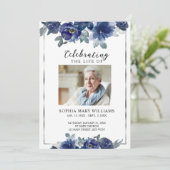 Blue Flowers Memorial Begrafenis Orde van Service Programma (Staand voorkant)