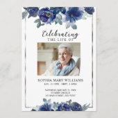 Blue Flowers Memorial Begrafenis Orde van Service Programma (Voorkant)