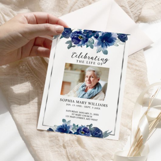 Blue Flowers Memorial Begrafenis Orde van Service Programma