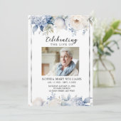 Blue Flowers Memorial Funeral Order of Service Programma (Staand voorkant)