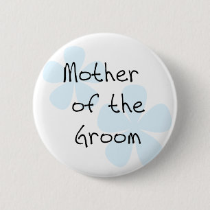 Blue Flowers Moeder van Groom Ronde Button 5,7 Cm