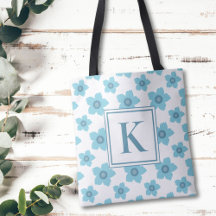 Blue Flowers Monogram Initiaal