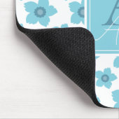 Blue Flowers Monogram Muismat (Hoek)