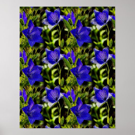 Blue Flowers Natuur Art Pattern Poster (Voorkant)