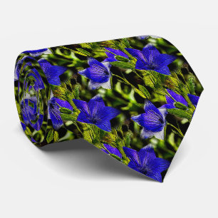 Blue Flowers Natuur Art Pattern Stropdas