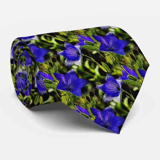 Blue Flowers Natuur Art Pattern Stropdas (Opgerold)