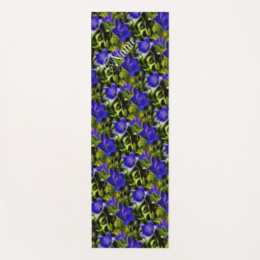 Blue Flowers Natuur Pattern Personalized Yogamat (Voorkant)