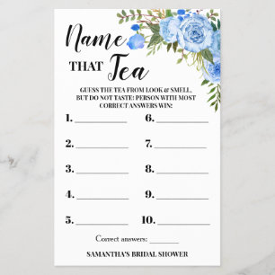 Blue Flowers Noem dat Tea Vrijgezellenfeest Game K Flyer