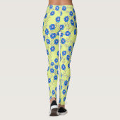 Blue Flowers on Yellow Leggings (Achterkant)