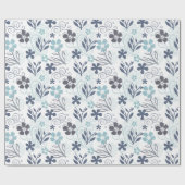 Blue Flowers Patroon Cadeaupapier (Vlak)