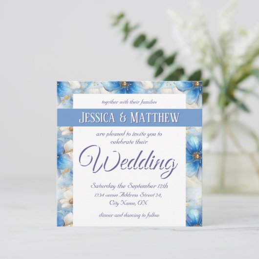 Blue Flowers Patroon Kaart (Staand voorkant)