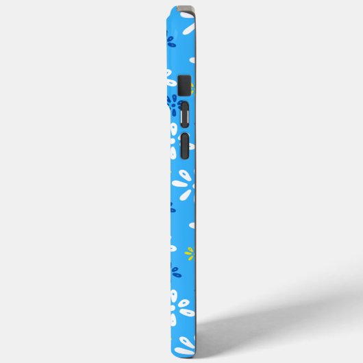 Blue Flowers Pattern iPhone 15 Pro Max Hoesje (Achterkant / Links)