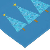 Blue Flowers Retro Moderne kerstboom Korte Tafelloper (Hoek)