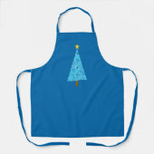 Blue Flowers Retro Moderne kerstboom Schort (Voorkant)