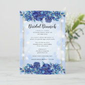 Blue Flowers Sparkly Elegant Bridal Brunch Menu (Staand voorkant)