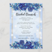 Blue Flowers Sparkly Elegant Bridal Brunch Menu (Voorkant)