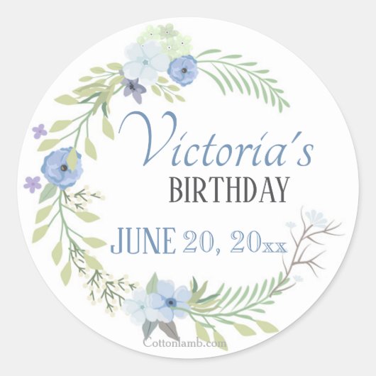 Blue Flowers Sticker (Voorkant)