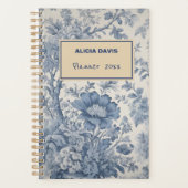 Blue Flowers Toile de Jouy jouw naam ongedateerd Planner (Voorkant)