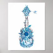 Blue Flowers Ukulele Poster (Voorkant)