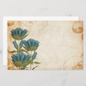 Blue Flowers Vintage Wedding Briefpapier (Voorkant / Achterkant)