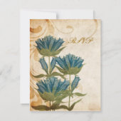 Blue Flowers Vintage Wedding RSVP Kaartje (Achterkant)