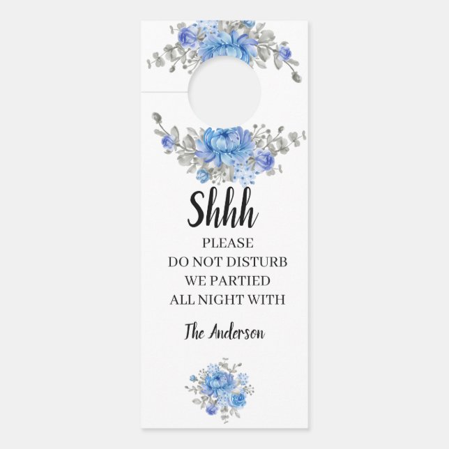 Blue Flowers Weddenschap Welkomstdeur Hanger (Voorkant)