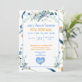 Blue Flowers Wedding Vow Renewal Kaart (Staand voorkant)